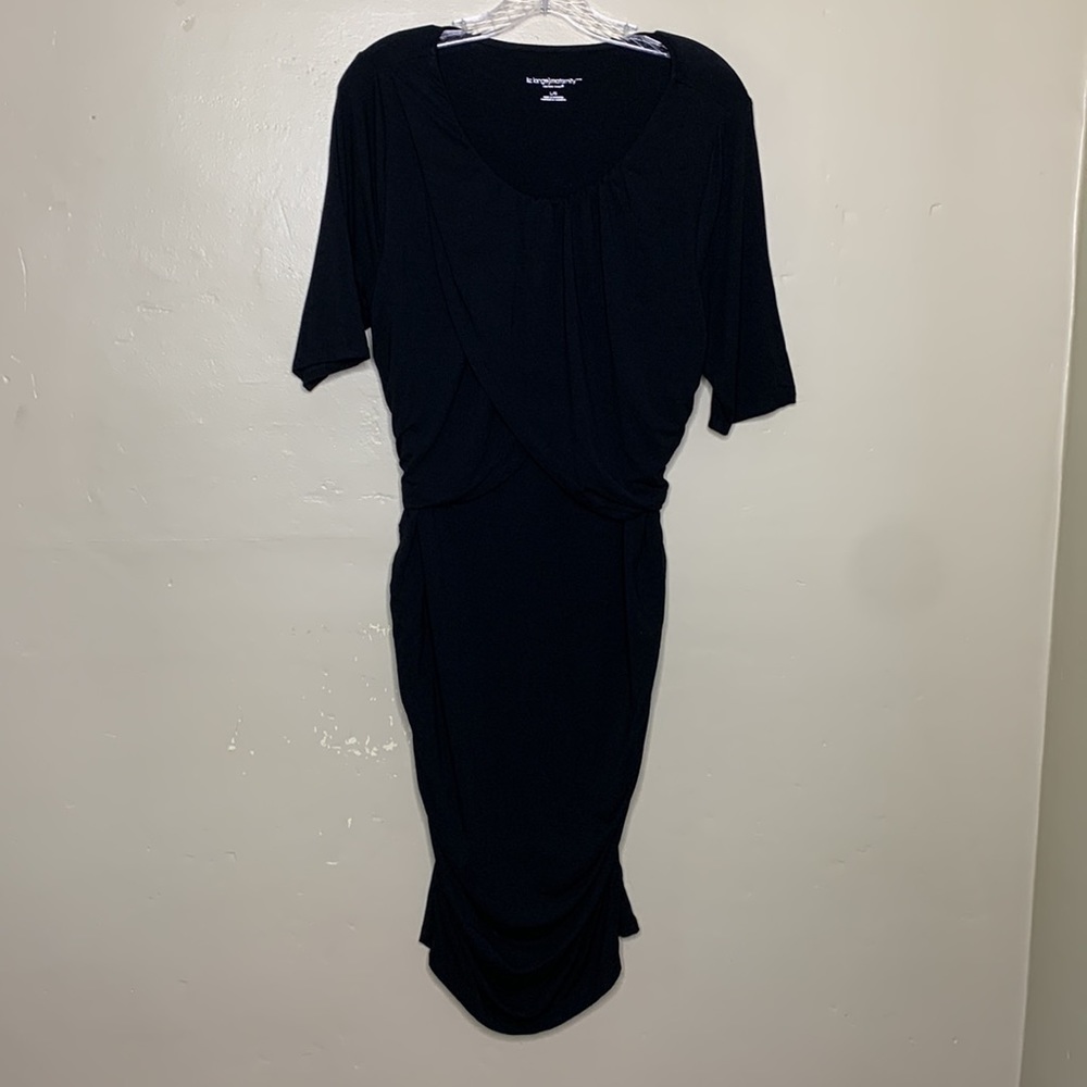 LIZ LANGE Maternity Dress Black Soft Stretchy Jersey Knit Form Fitting Large